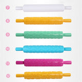 Plastic Non Stick Fondant Rolling Pin Tool Portable Embossed Rolling Pin Fondant Pastry Cake Decorating Tool - Low Angle