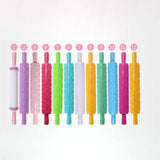 Plastic Non Stick Fondant Rolling Pin Tool Portable Embossed Rolling Pin Fondant Pastry Cake Decorating Tool