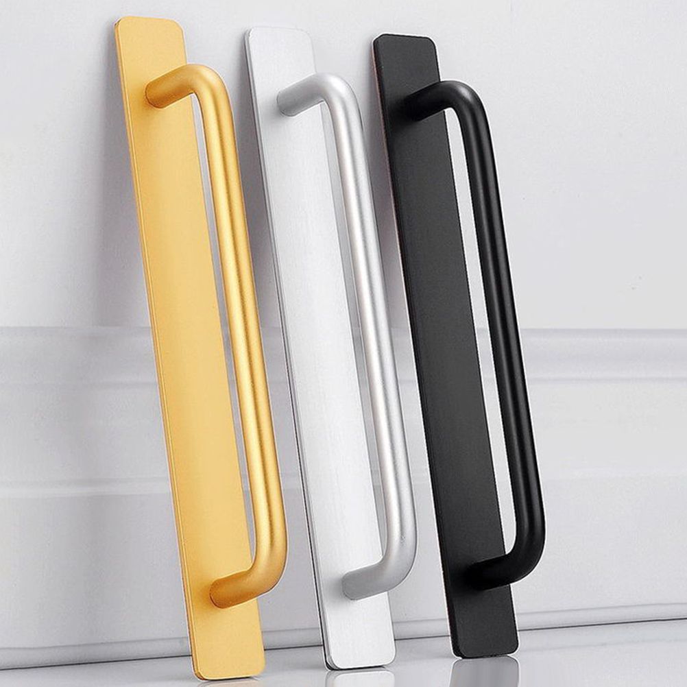 Self Stick Cabinet Drawer Handles Pulls Aluminum Alloy Drawer Push Pull Handles Punch Free Adhesive Handle for Kitchen Cabinet Drawer Window Sliding Closet
