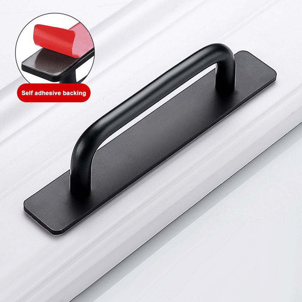 Self Stick Cabinet Drawer Handles Pulls Aluminum Alloy Drawer Push Pull Handles Punch Free Adhesive Handle for Kitchen Cabinet Drawer Window Sliding Closet
