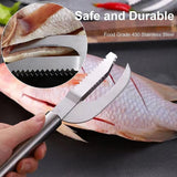 Fish Scaler Remover Cutter Stainless Steel Sawtooth Remover with Handle Multi Functional Home Kitchen Tool - 45-Degree Angle