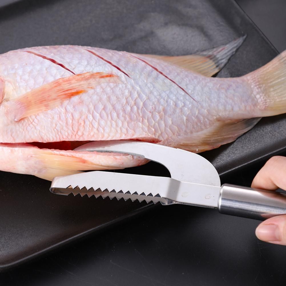 Fish Scaler Remover Cutter Stainless Steel Sawtooth Remover with Handle Multi Functional Home Kitchen Tool