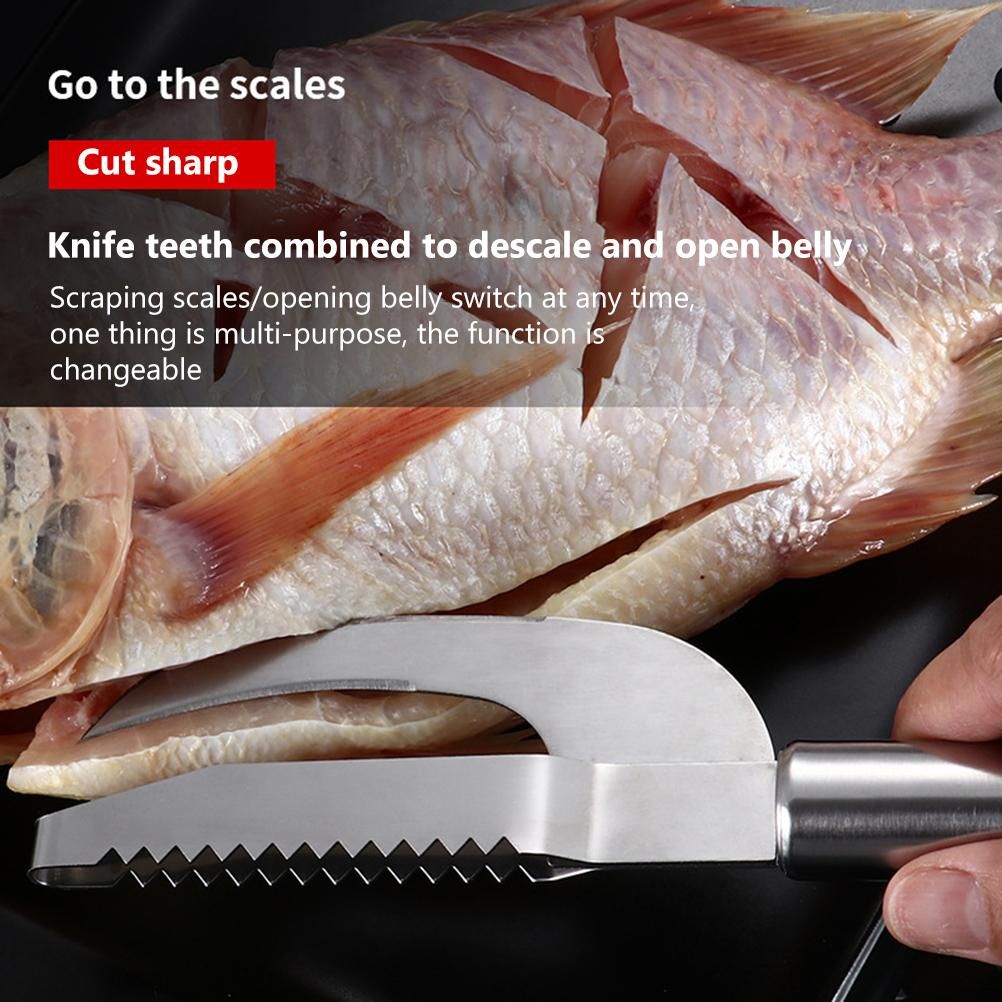 Fish Scaler Remover Cutter Stainless Steel Sawtooth Remover with Handle Multi Functional Home Kitchen Tool