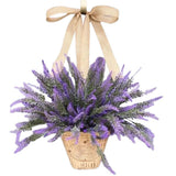 Artificial Hanging Flowers in Basket for Front Door Hanging Lavender Wreath Basket Outdoor Indoor Patio Lawn Courtyard Garden Decor - Extra Image
