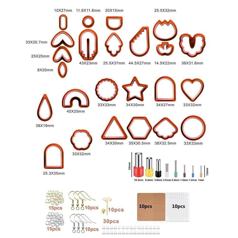 142 Pcs Polymer Clay Cutters Set Clay Earring Cutters with Earrings Accessories for Polymer Clay Jewelry Making