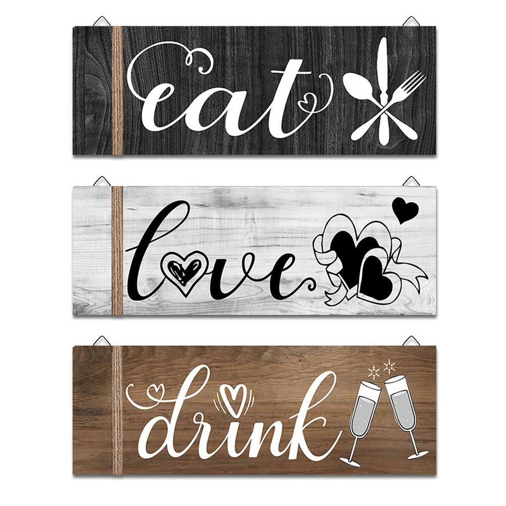 3Pcs Wall Decor Wooden Hanging Wall Sign Wooden Wall Art for Home Kitchen Dining Room Restaurant