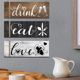 3Pcs Wall Decor Wooden Hanging Wall Sign Wooden Wall Art for Home Kitchen Dining Room Restaurant