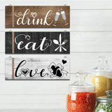 3Pcs Wall Decor Wooden Hanging Wall Sign Wooden Wall Art for Home Kitchen Dining Room Restaurant - 45-Degree Angle