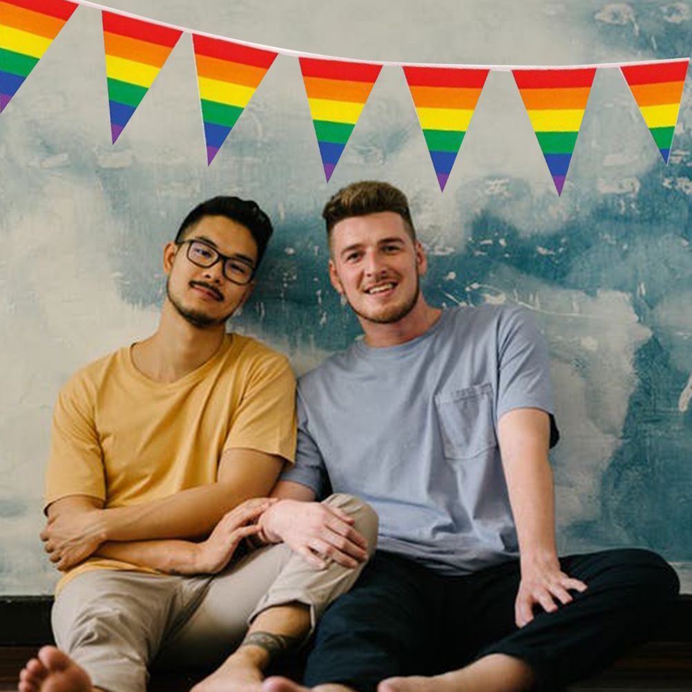 Rainbow Pride Pennant Flags Banner Gay Pride Pennant Banner for Bar Outdoor Party Garden Decorations