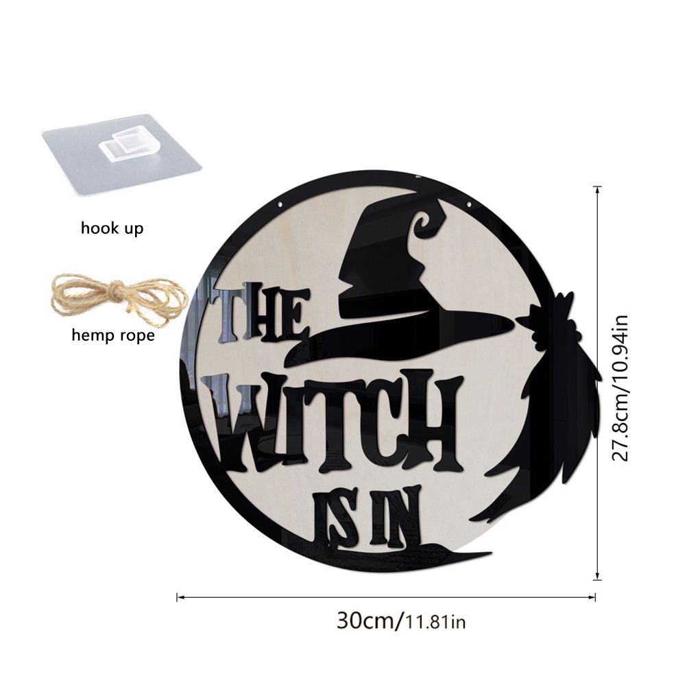 Halloween Door Sign Witch Wooden Hanging Sign for Front Door Wooden Wall Decor for Halloween Home Party Outdoor