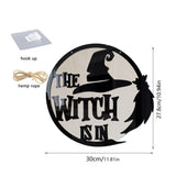 Halloween Door Sign Witch Wooden Hanging Sign for Front Door Wooden Wall Decor for Halloween Home Party Outdoor - Front View