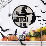 Halloween Door Sign Witch Wooden Hanging Sign for Front Door Wooden Wall Decor for Halloween Home Party Outdoor