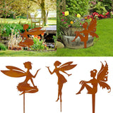 Decorative Garden Stakes Fairy Silhouette Metal Yard Stakes Arts Outdoor Garden Decor Spring Decor