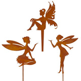 Decorative Garden Stakes Fairy Silhouette Metal Yard Stakes Arts Outdoor Garden Decor Spring Decor - Rear View