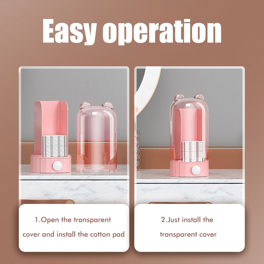 Automatic Cotton Pad Dispenser Press Out Makeup Cotton Holder Dispenser Cosmetic Cotton Pad Organizer