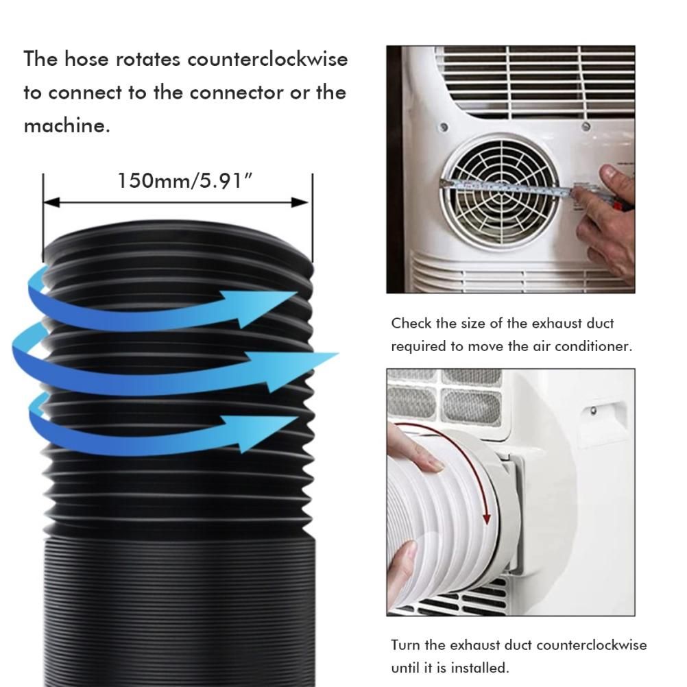 Exhaust Hose Flexible for Mobile Air Conditioning Devices Tumble Dryer Extractor Hood Black Card Ring