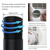 Exhaust Hose Flexible for Mobile Air Conditioning Devices Tumble Dryer Extractor Hood Black Card Ring