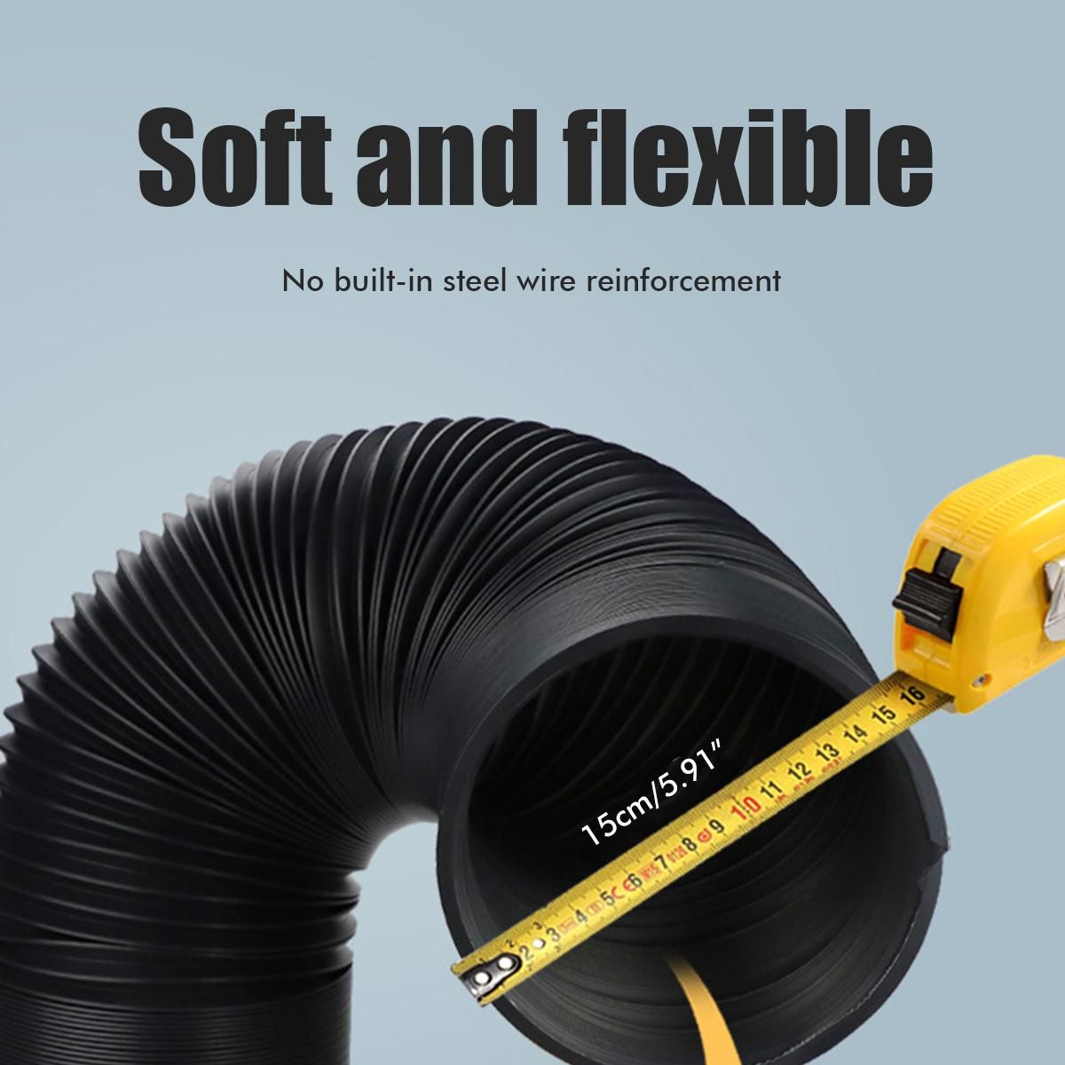 Exhaust Hose Flexible for Mobile Air Conditioning Devices Tumble Dryer Extractor Hood Black Card Ring