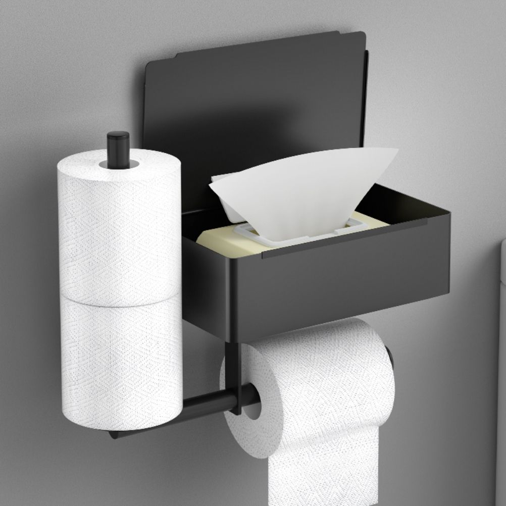 Toilet Paper Holder with Wet Wipe Box Wall Mounted Stainless Steel Paper Holder Toilet Roll Holder for Bathroom Toilet