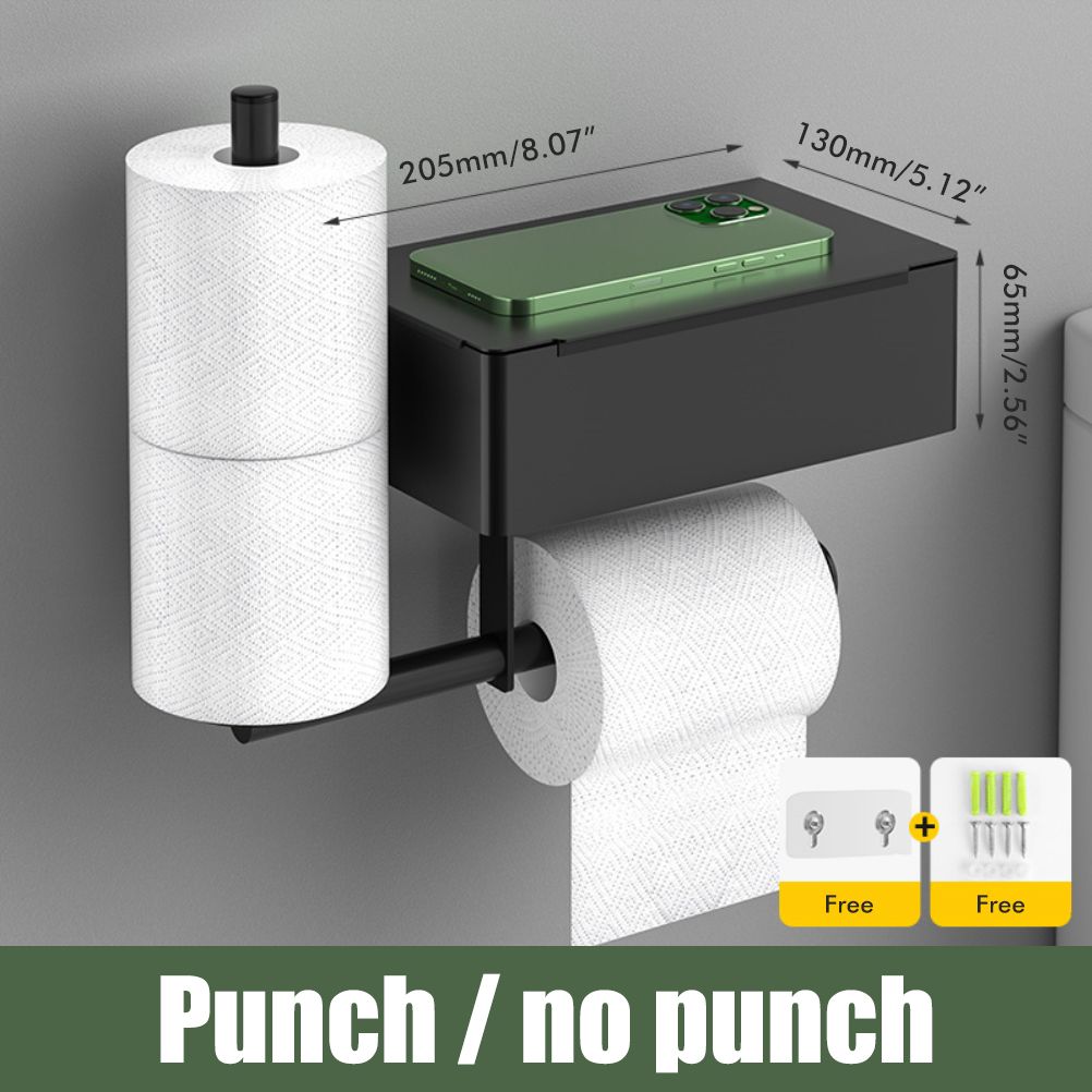 Toilet Paper Holder with Wet Wipe Box Wall Mounted Stainless Steel Paper Holder Toilet Roll Holder for Bathroom Toilet