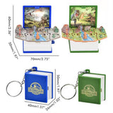 2Pcs Mini 3D Dinosaur Astronomy Book Keychains Miniature Book Keyring Purse Backpack Keychain Sensory Toy Stress Relief Toy for Kids Adults - Front View