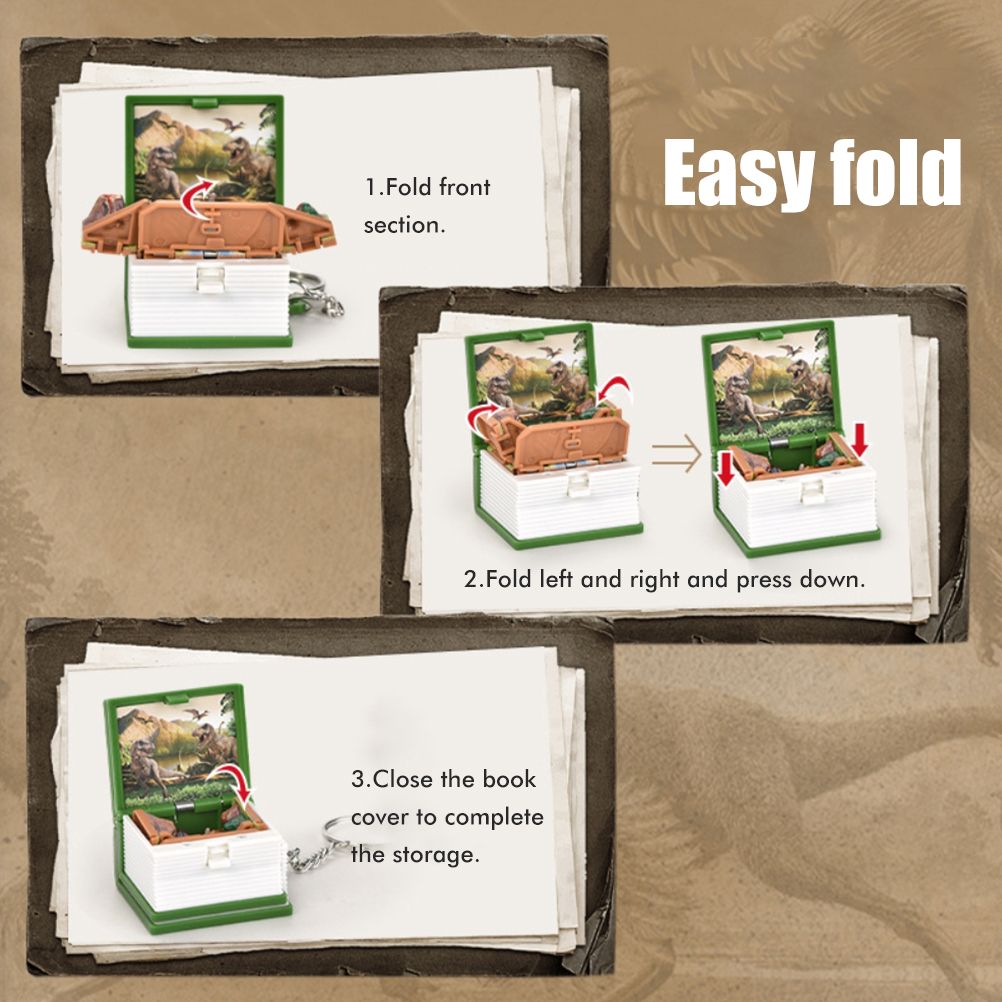 2Pcs Mini 3D Dinosaur Astronomy Book Keychains Miniature Book Keyring Purse Backpack Keychain Sensory Toy Stress Relief Toy for Kids Adults
