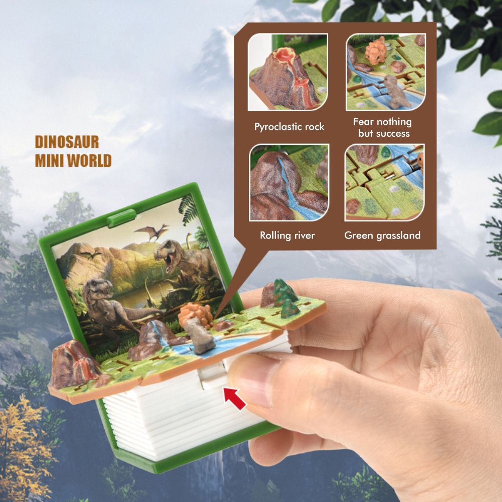 2Pcs Mini 3D Dinosaur Astronomy Book Keychains Miniature Book Keyring Purse Backpack Keychain Sensory Toy Stress Relief Toy for Kids Adults