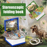 2Pcs Mini 3D Dinosaur Astronomy Book Keychains Miniature Book Keyring Purse Backpack Keychain Sensory Toy Stress Relief Toy for Kids Adults - 45-Degree Angle