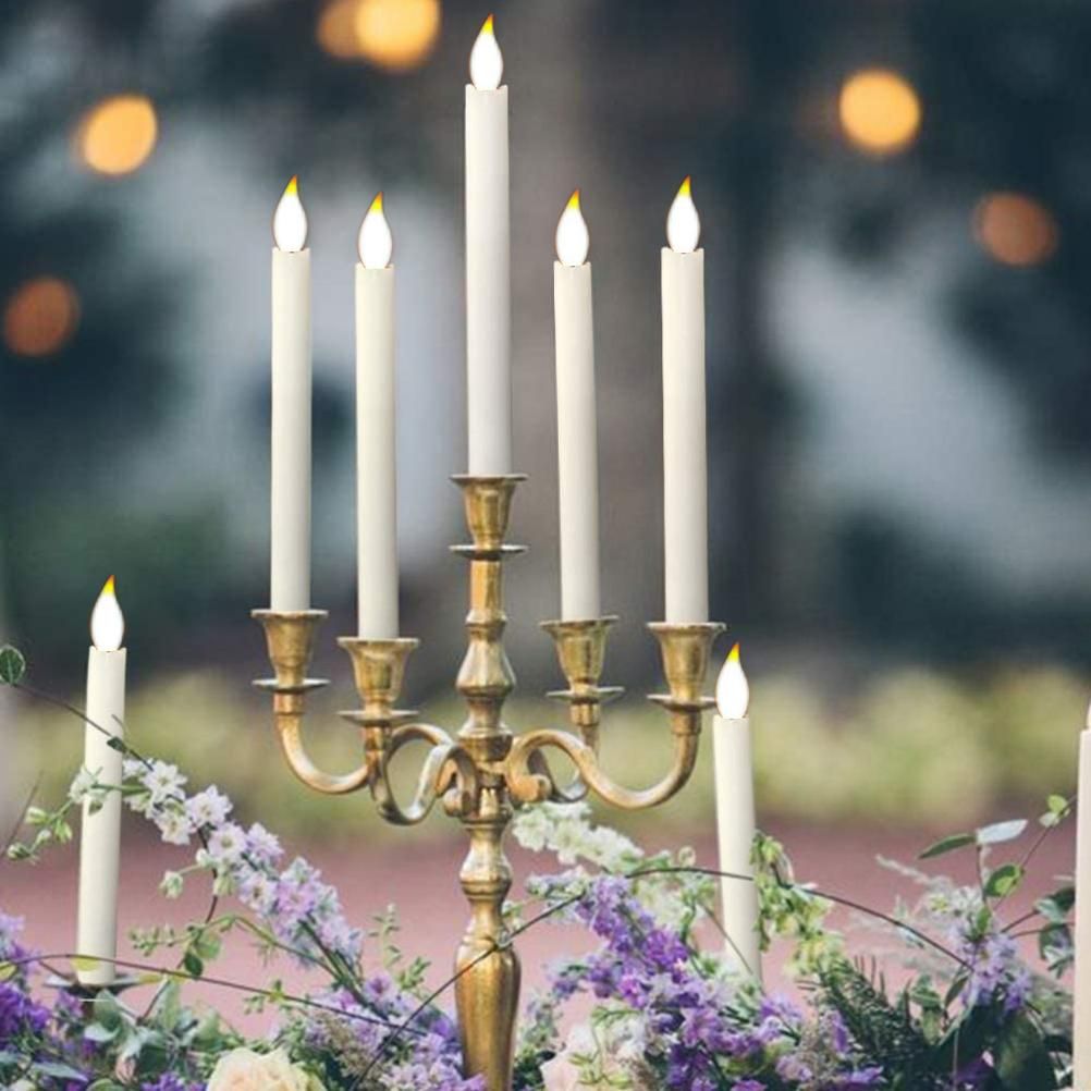 6Pcs LED Flameless Flickering Warm Light Taper Candles with 2 Remote Control for Christmas Thanksgiving Halloween Home Wedding Decoration