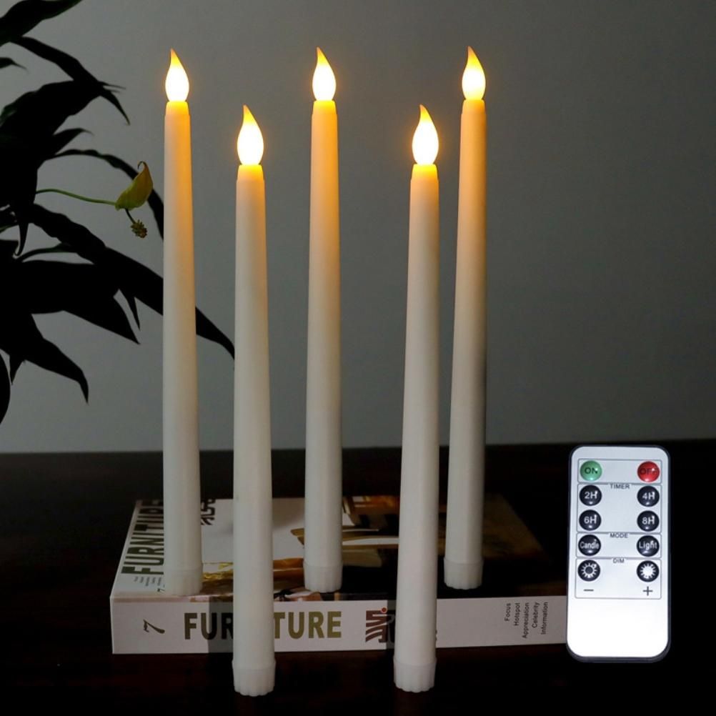 6Pcs LED Flameless Flickering Warm Light Taper Candles with 2 Remote Control for Christmas Thanksgiving Halloween Home Wedding Decoration