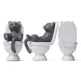 5Pcs Cat Sitting on Toilet Statues Mini Toilet Cat Figurines Desktop Ornaments Home Decor Cartoon Animal Garden Statues for Micro Landscape - Side View