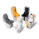 5Pcs Cat Sitting on Toilet Statues Mini Toilet Cat Figurines Desktop Ornaments Home Decor Cartoon Animal Garden Statues for Micro Landscape