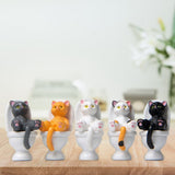 5Pcs Cat Sitting on Toilet Statues Mini Toilet Cat Figurines Desktop Ornaments Home Decor Cartoon Animal Garden Statues for Micro Landscape - Extra Image