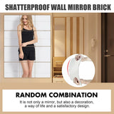 12Pcs Self Adhesive Mirror Tiles Acrylic Thick Shatterproof Mirror Stickers Mirror Sheets for Home Bedroom Living Room Bathroom Wall Decor - Close-Up Angle
