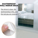 12Pcs Self Adhesive Mirror Tiles Acrylic Thick Shatterproof Mirror Stickers Mirror Sheets for Home Bedroom Living Room Bathroom Wall Decor - Extra Image