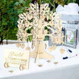 Wood Tree Frame Guest Book with Stand Unique Rustic Wedding Guest Registry with 100pcs Wooden Hearts