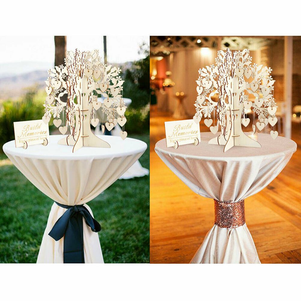 Wood Tree Frame Guest Book with Stand Unique Rustic Wedding Guest Registry with 100pcs Wooden Hearts