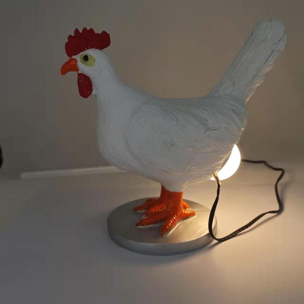 Chicken LED Lamp Resin Lifelike Chicken Laying Egg Night Light Novel Easter Halloween Christmas Bedroom Home Decoration