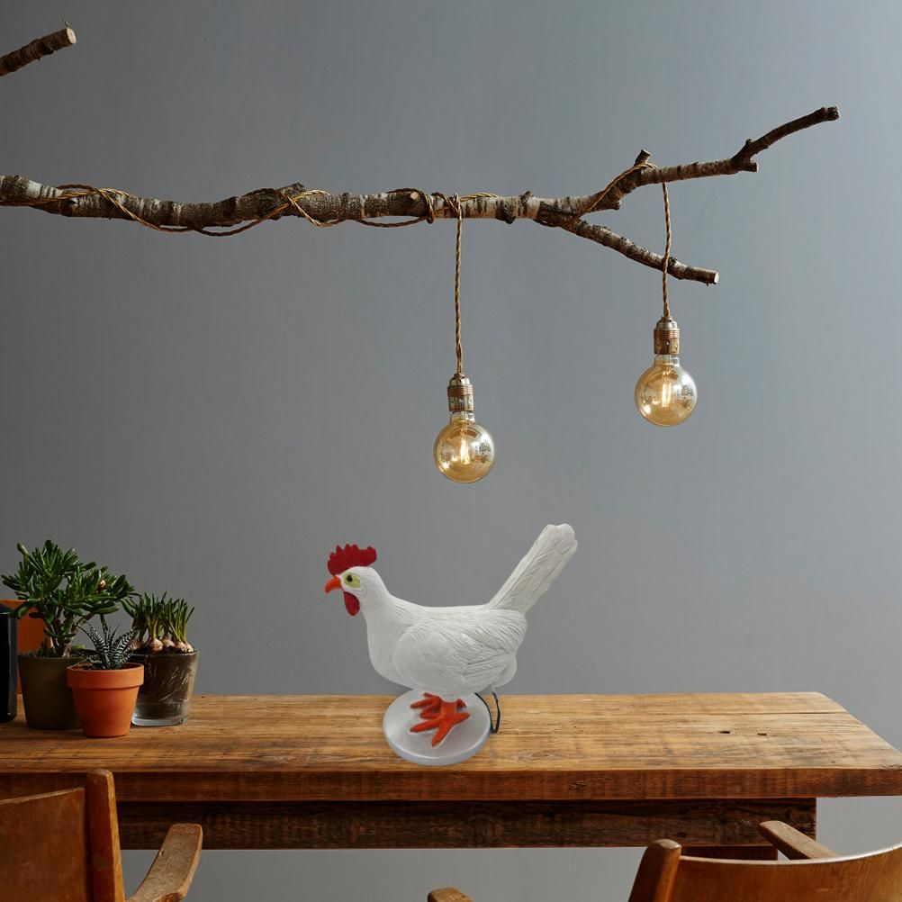 Chicken LED Lamp Resin Lifelike Chicken Laying Egg Night Light Novel Easter Halloween Christmas Bedroom Home Decoration