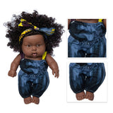 8 inch Black Dolls African Girl Dolls Lifelike Baby Play Doll for Kids Birthday Gift - Side View