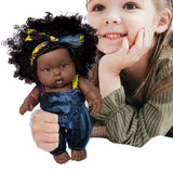 8 inch Black Dolls African Girl Dolls Lifelike Baby Play Doll for Kids Birthday Gift - Rear View