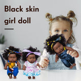 8 inch Black Dolls African Girl Dolls Lifelike Baby Play Doll for Kids Birthday Gift - Low Angle