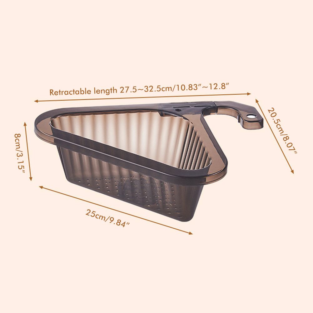Sink Strainer Basket Triangular Corner Kitchen Sink Strainer Punch Free Sink Basket with Retractable Handle for Kitchen Bathroom