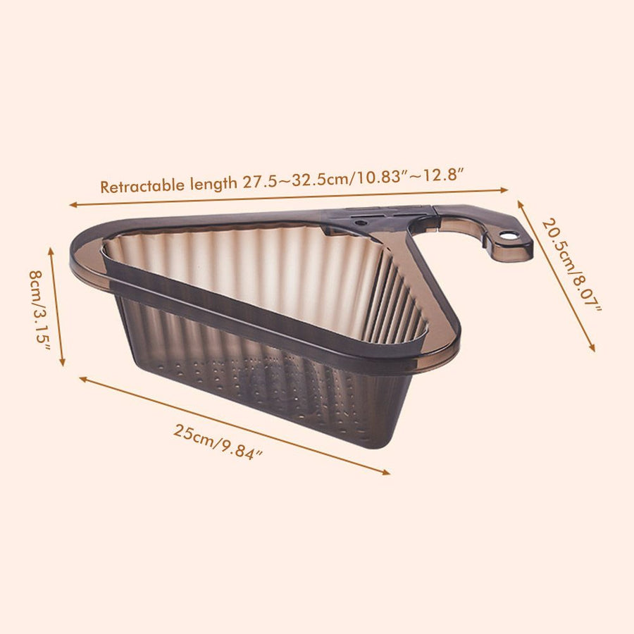 Sink Strainer Basket Triangular Corner Kitchen Sink Strainer Punch Free Sink Basket with Retractable Handle for Kitchen Bathroom