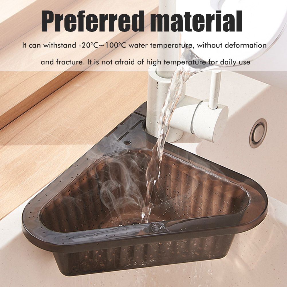 Sink Strainer Basket Triangular Corner Kitchen Sink Strainer Punch Free Sink Basket with Retractable Handle for Kitchen Bathroom