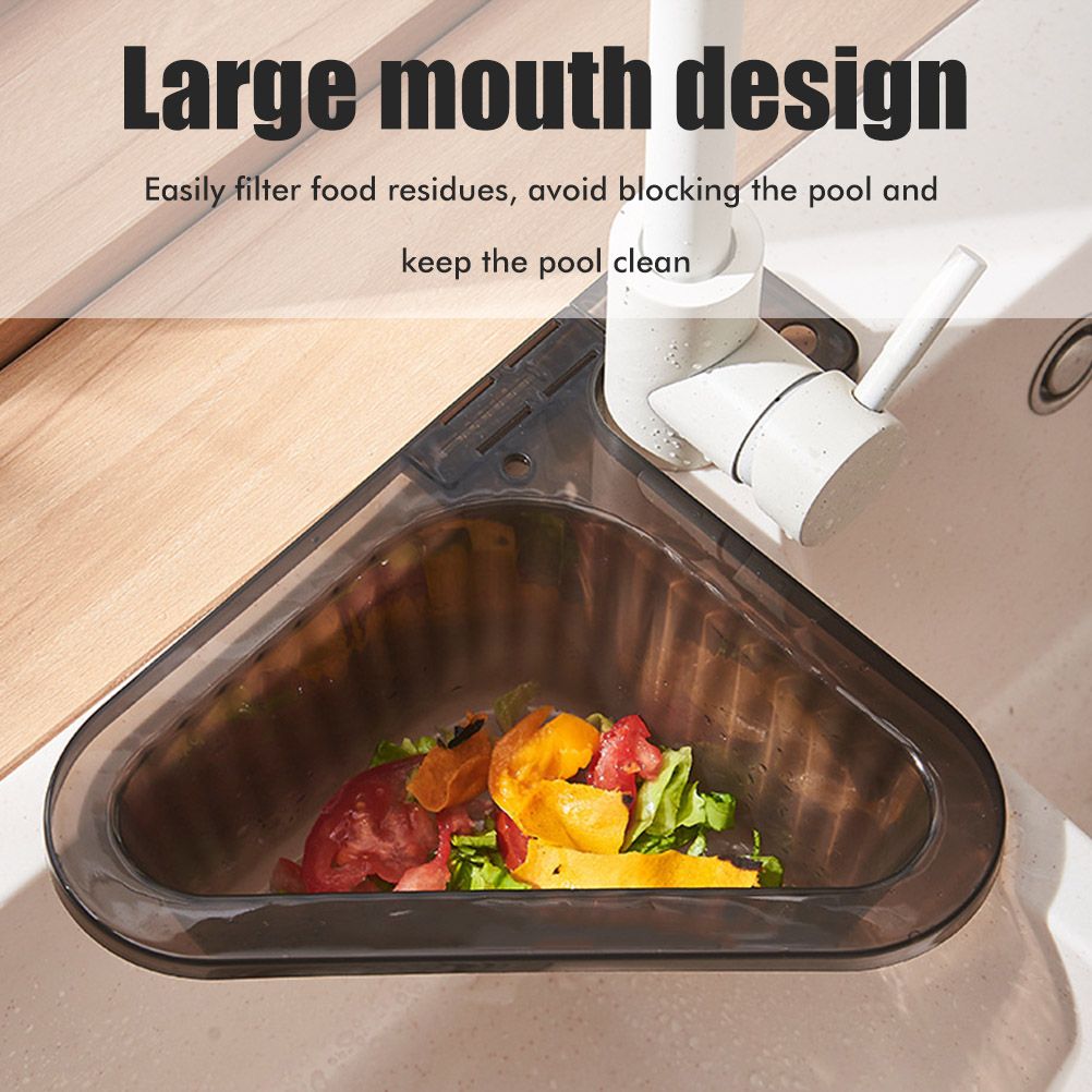 Sink Strainer Basket Triangular Corner Kitchen Sink Strainer Punch Free Sink Basket with Retractable Handle for Kitchen Bathroom