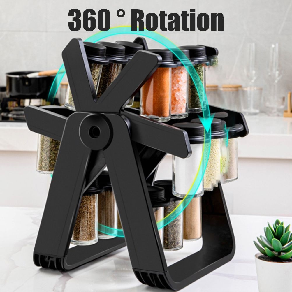 Rotating Spice Rack Spice Organizer with 18 Bottles Seasoning Rack Organizer for Kitchen Counter Shelf
