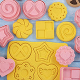 8Pcs 3D Biscuit Cutters Cartoon Dinosaur Fruit Vegetable Birthday Biscuit Mould Baking Mould Hand Press Biscuit Stamp - Low Angle