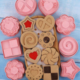 8Pcs 3D Biscuit Cutters Cartoon Dinosaur Fruit Vegetable Birthday Biscuit Mould Baking Mould Hand Press Biscuit Stamp - Extra Image