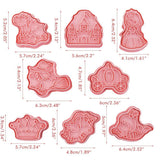 8Pcs 3D Biscuit Cutters Cartoon Dinosaur Fruit Vegetable Birthday Biscuit Mould Baking Mould Hand Press Biscuit Stamp